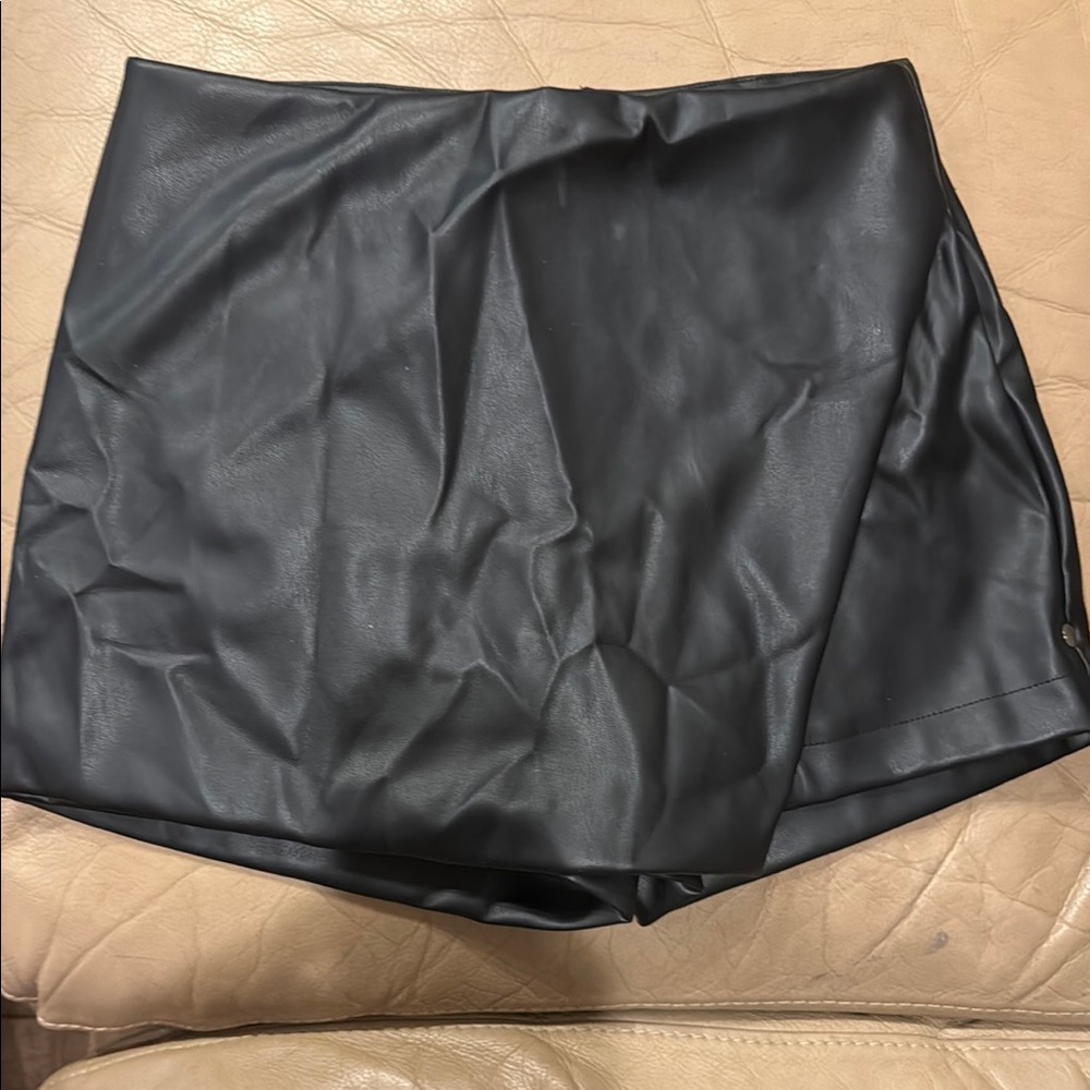 Black Faux Leather Mini Skirt